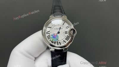 AF Ballon Bleu Cartier 33mm Calibre 076 Movement White Gold Case Leather Band Watch